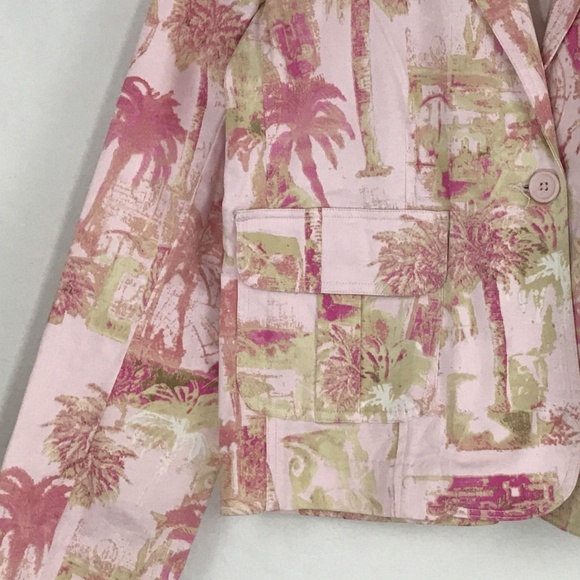 Caribbean Joe Women's Blazer Jacket Pink Palm XL - Picture 4 of 8